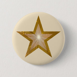 Badge Rond 5 Cm Crème de bouton d'étoile de "or"