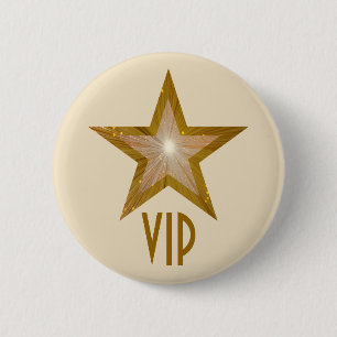 Badge Rond 5 Cm Crème de bouton "Gold" Star 'VIP'