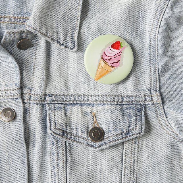 Badge Rond 5 Cm Crème De Glace À La Fraise (Créateur téléchargé)