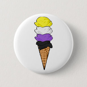 Badge Rond 5 Cm Crème de glace de la Fierté non binaire