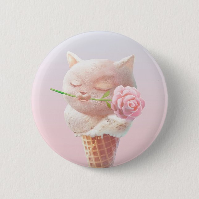 Badge Rond 5 Cm Crème de glace Kitty - Rosy & Dreamy (Devant)