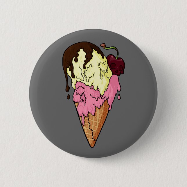 Badge Rond 5 Cm Crème glacée à crâne de banane de fraise douce (Devant)