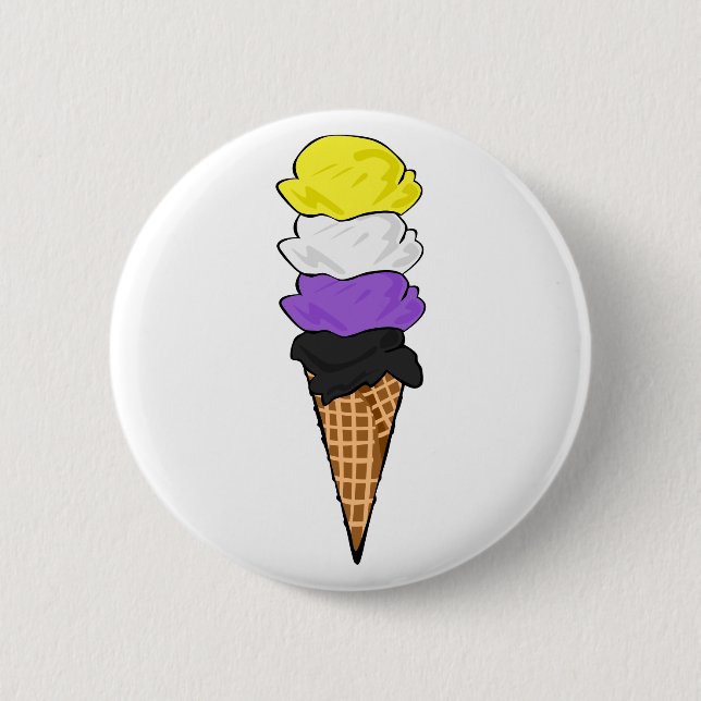 Badge Rond 5 Cm Crème glacée à fierté non binaire (Devant)