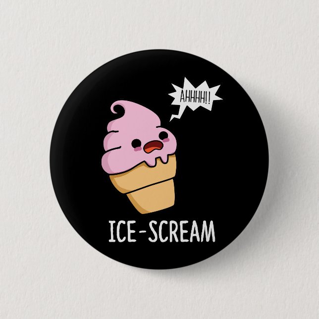 Badge Rond 5 Cm Crème glacée amusante Crème glacée Cone Pun Dark B (Devant)