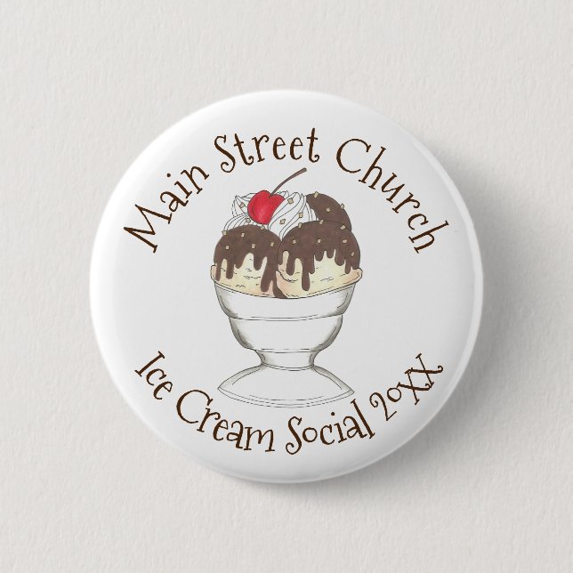 Badge Rond 5 Cm Crème glacée annuelle Social Favoriser Hot Fudge S (Devant)