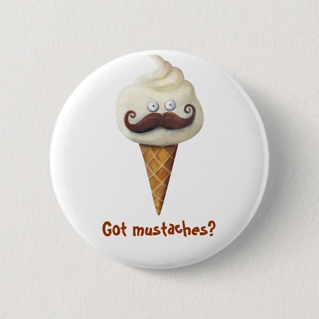 Badge Rond 5 Cm Crème glacée avec des moustaches (Devant)