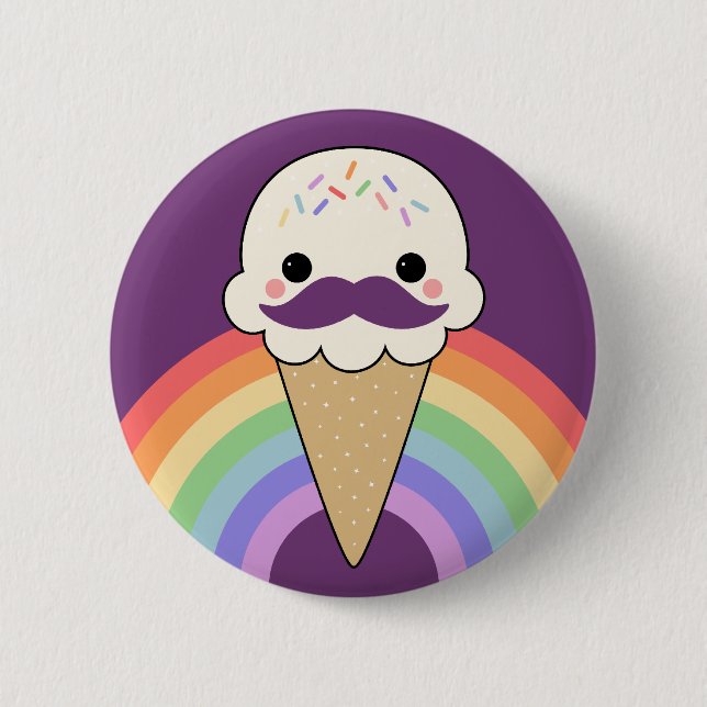 Badge Rond 5 Cm Crème glacée avec la moustache (Devant)
