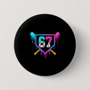 Badge Rond 5 Cm Crème Glacée Baseball Dégoulinante 67 Six Sept Mèm