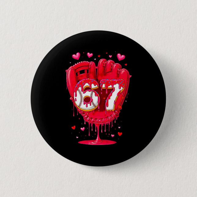Badge Rond 5 Cm Crème Glacée Baseball Drip Saint-Valentin Jeunes G (Devant)