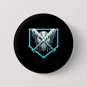 Badge Rond 5 Cm Crème Glacée Baseball Goutte Plaque Domicile Bats