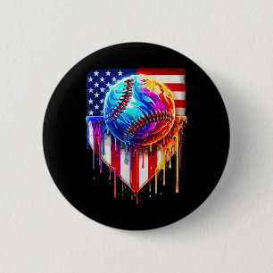 Badge Rond 5 Cm Crème glacée de baseball American Drapeau