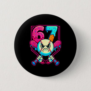 Badge Rond 5 Cm Crème glacée de baseball qui coule Numéro 67 Six S