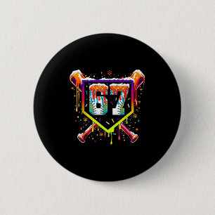 Badge Rond 5 Cm Crème glacée de baseball qui coule Numéro 67 Six S