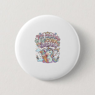 Badge Rond 5 Cm Crème Glacée Licorne Rêve de Licorne Typographie D