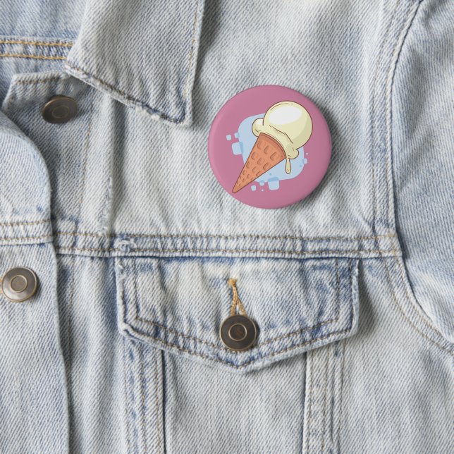 Badge Rond 5 Cm Crème Glacée Vanille  (En situation)