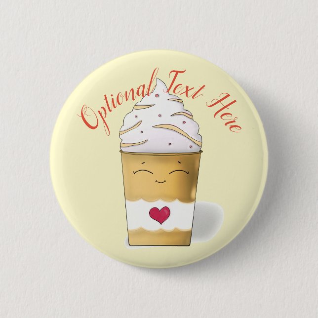 Badge Rond 5 Cm Crème latte et écaillée (Jaune) (Devant)