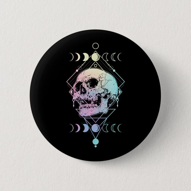 Badge Rond 5 Cm Crescent Moon Crâne Occulte Cuisine Pastel Goth (Devant)