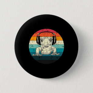 Badge Rond 5 Cm Crested Gecko Jouer Jeu Vidéo Joueurs Drôle