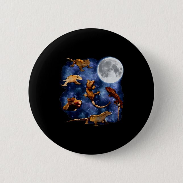 Badge Rond 5 Cm Crested Gecko Moon Retro Reptile Mom Dad Breeder L (Devant)