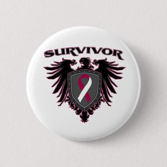 Badge Rond 5 Cm Crête de survivant de cancer de la gorge (Devant)