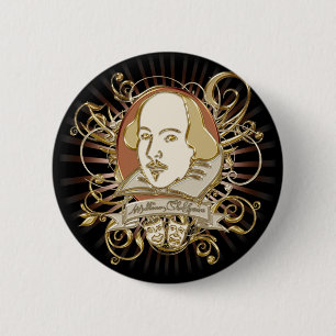 Badge Rond 5 Cm Crête de William Shakespeare (or)