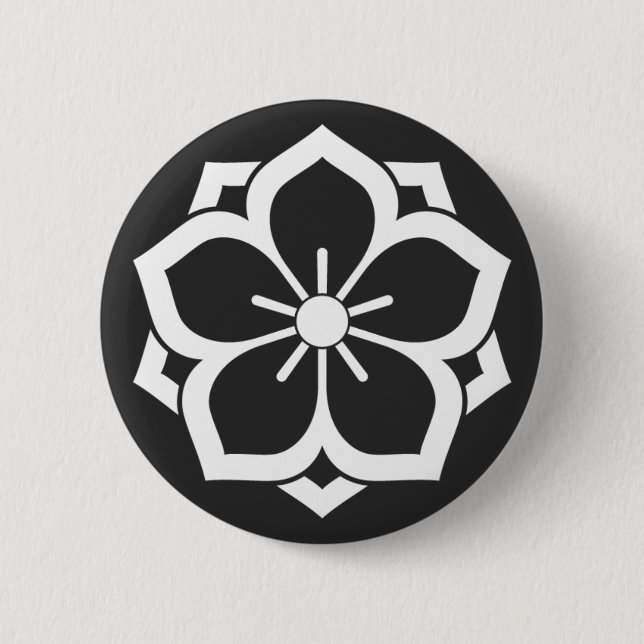 Badge Rond 5 Cm [Crêtes de famille] Fleurs (Devant)