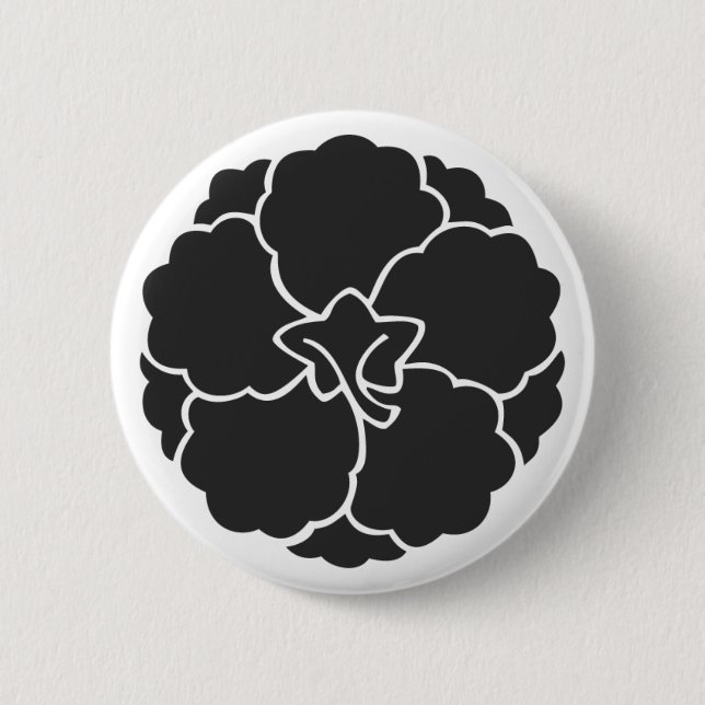Badge Rond 5 Cm [Crêtes de famille] Fleurs (Devant)