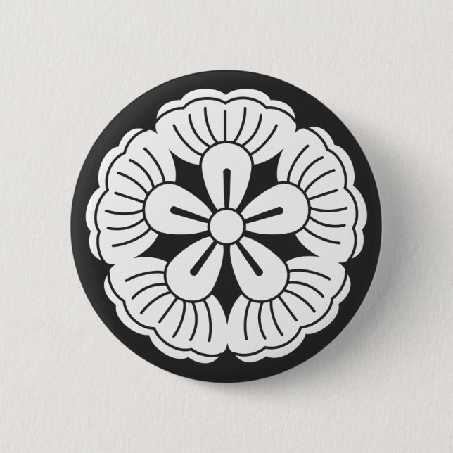 Badge Rond 5 Cm [Crêtes de famille] Fleurs (Devant)