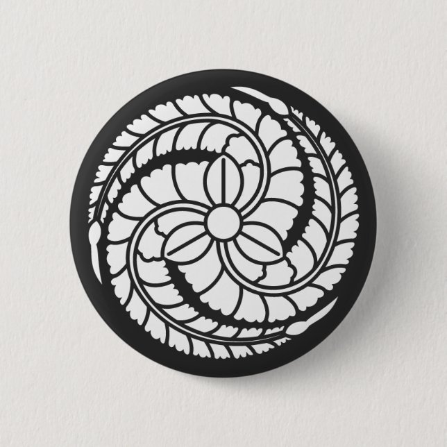 Badge Rond 5 Cm [Crêtes de famille] Fleurs (Devant)