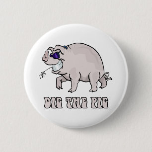 Badge Rond 5 Cm Creusez le porc