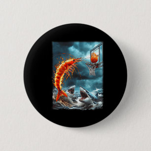 Badge Rond 5 Cm Crevette qui plonge sur des requins Mème drôle d'o