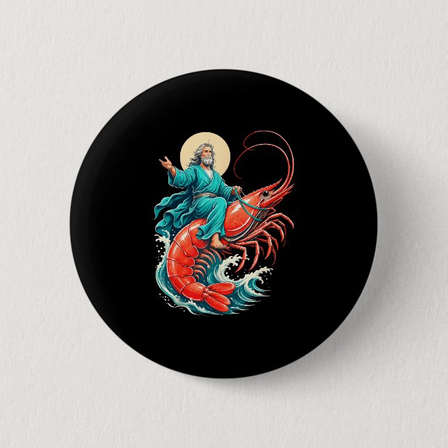 Badge Rond 5 Cm Crevettes jésus  (Devant)