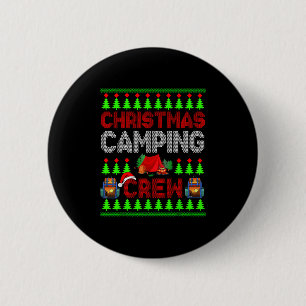 Badge Rond 5 Cm Crew Camping de Noël Chandail Père Noël Camper Cam