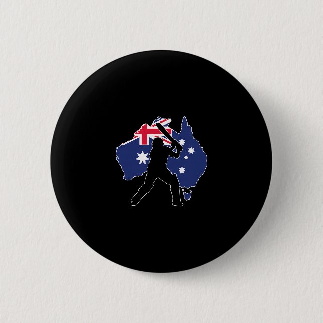 Badge Rond 5 Cm Cricket Australie  (Devant)
