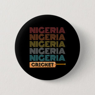 Badge Rond 5 Cm Cricket Nigeria Vintage Rétro