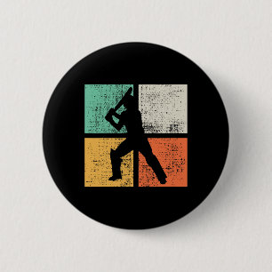 Badge Rond 5 Cm Cricket Tsman Cadeau Joueur Entraîneur Rétro