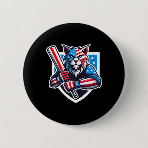 Badge Rond 5 Cm Cricket Usa Aux Couleurs Américaines Rouge Blanc E