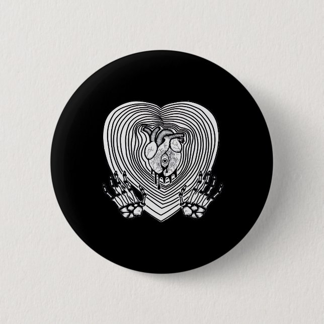 Badge Rond 5 Cm Crier Coeur classique - Squelette Mains Coeur (Devant)