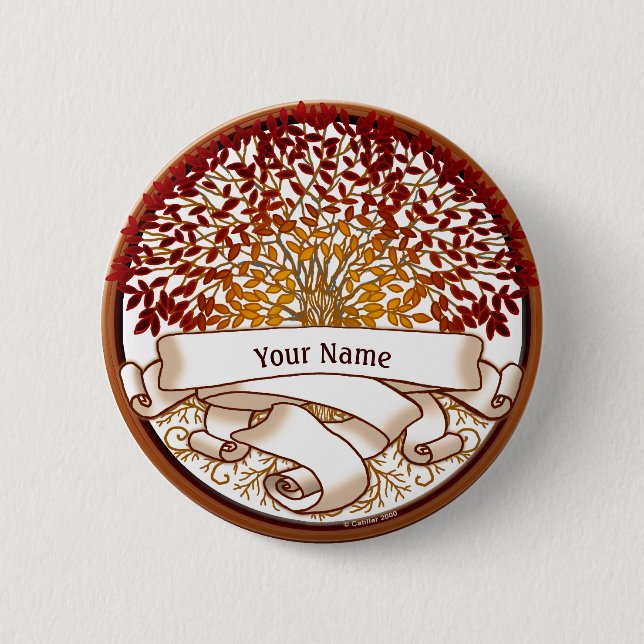 Badge Rond 5 Cm Crimson Genealogy Family Tree   Button (Devant)