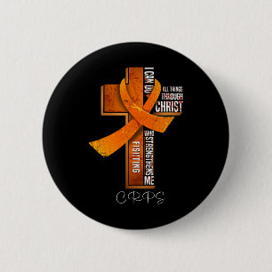 Badge Rond 5 Cm Cris Sensibilisation Orange Ribbon Christian Cross
