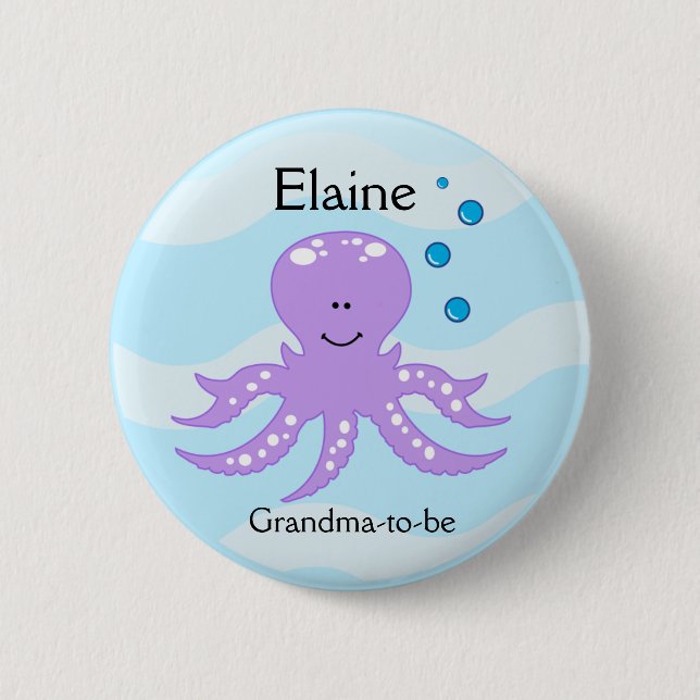 Badge Rond 5 Cm CRITÈRES DE MER NOM D'OCTOPUS BALISE Bouton person (Devant)