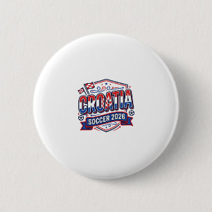 Badge Rond 5 Cm Croatie Football 2026 Football Gras Typographie Pa