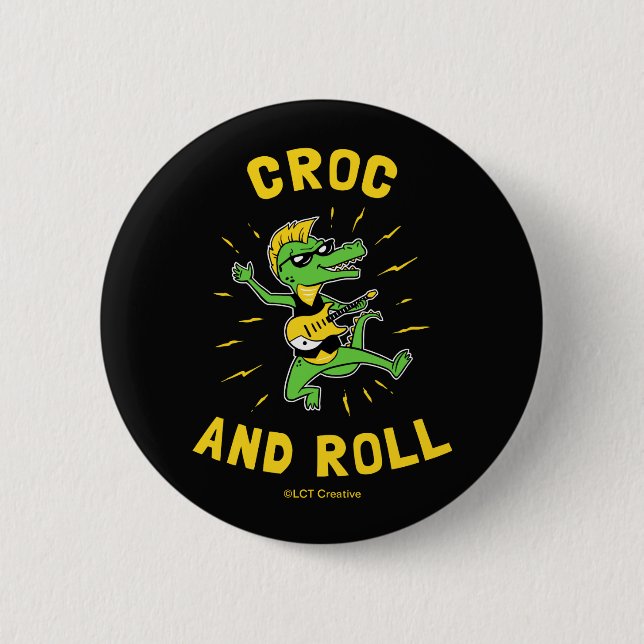 Badge Rond 5 Cm Croc Et Rouleau (Devant)