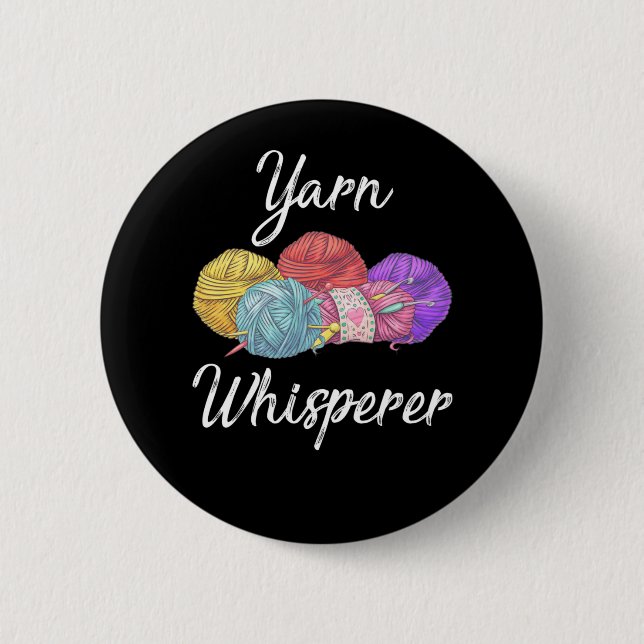 Badge Rond 5 Cm Crochet accro Yarn Lover Maman grand-mère (Devant)