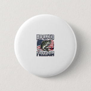 Badge Rond 5 Cm Crochet de pêche patriotique accroché à la liberté
