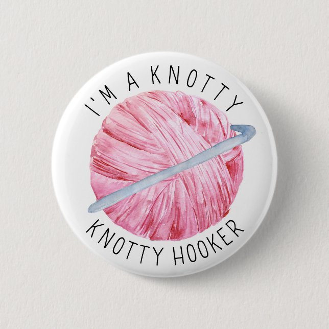 Badge Rond 5 Cm Crochet Joke Fil rose (Devant)