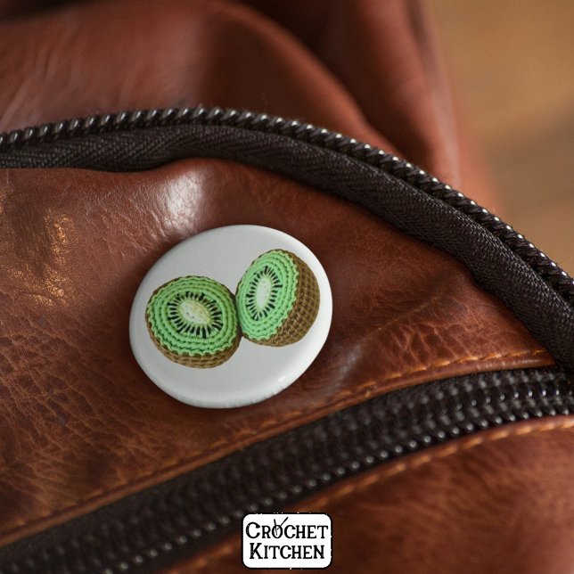Badge Rond 5 Cm Crochet vert minimal doux et moderne Kiwi Fruit (Créateur téléchargé)
