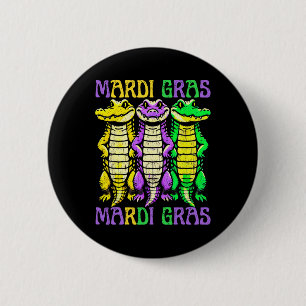Badge Rond 5 Cm Crocodiles Aligator Louisiana Mardi Gras Carnival