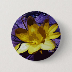 Badge Rond 5 Cm Crocus jaune numérique