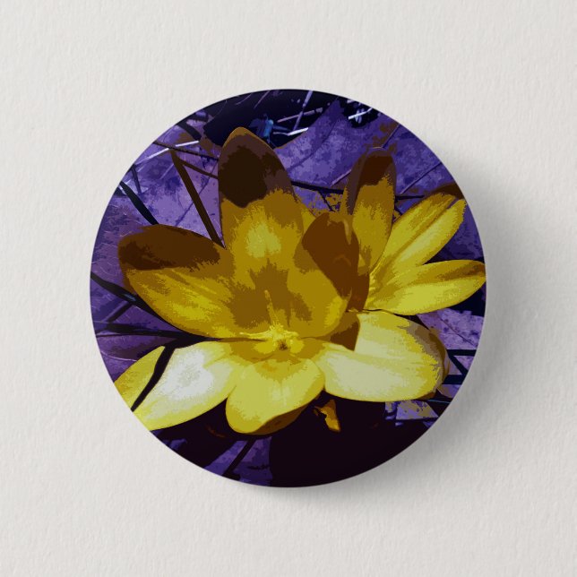 Badge Rond 5 Cm Crocus jaune numérique (Devant)